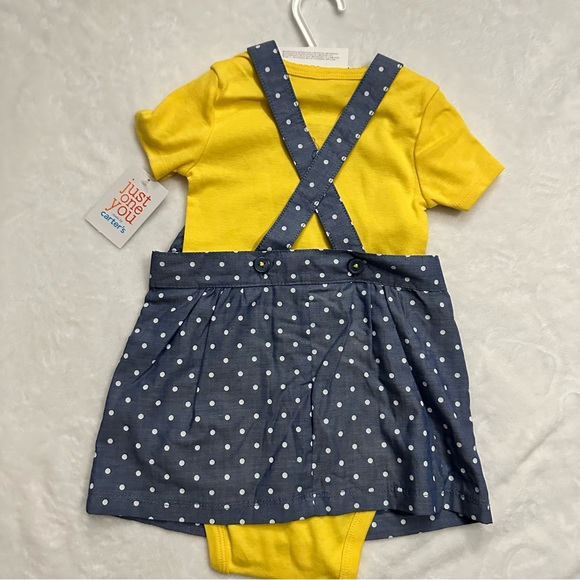 2/$20 Carters Polka Dot Heart Overall Dress Set, 12m - Picture 2 of 5